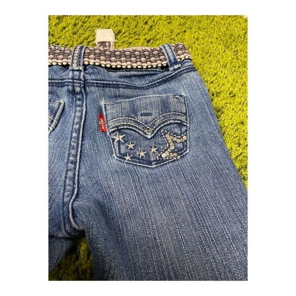 Levi’s Flare Jeans Toddler Belted Sequins Stars Sz 24M Rocker Boho Y2K - Picture 5 of 5